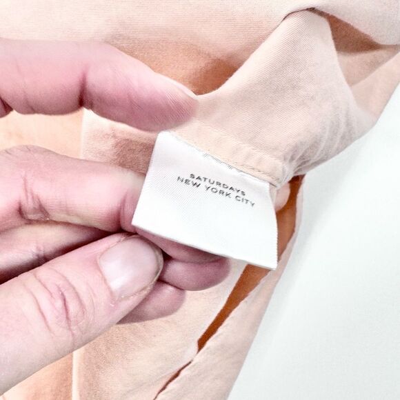 Saturdays New York salmon short sleeve button down shirt - Picture 6 of 10